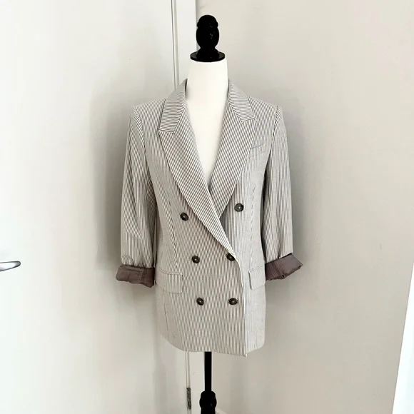 Aritzia Babaton Atelier Samuel Check Blazer | Size 4 | Espace/Grey Stripe - Picture 7 of 15